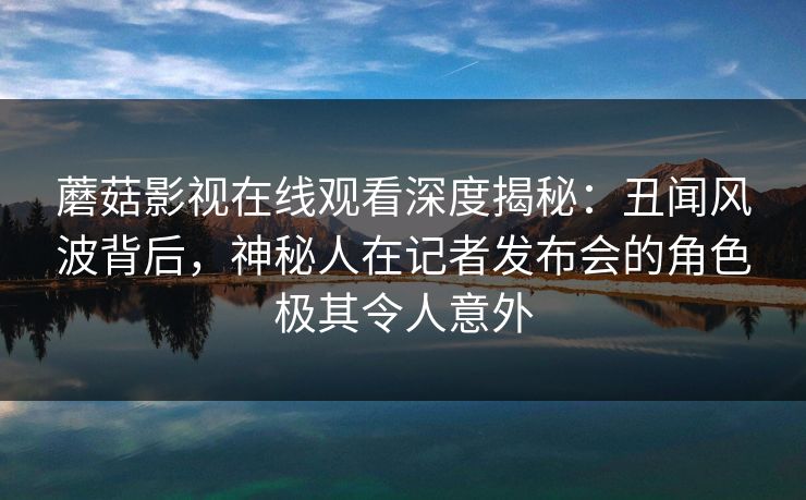 蘑菇影视在线观看深度揭秘:丑闻风波背后,神秘人在记者发布会的角色极其令人意外
