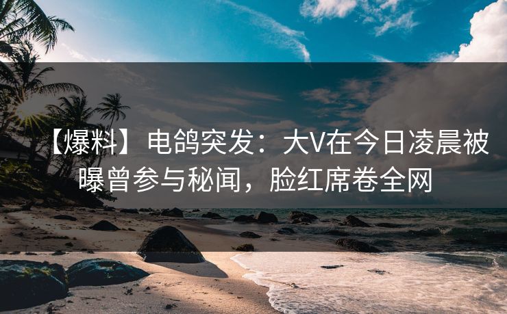 【爆料】电鸽突发:大V在今日凌晨被曝曾参与秘闻,脸红席卷全网